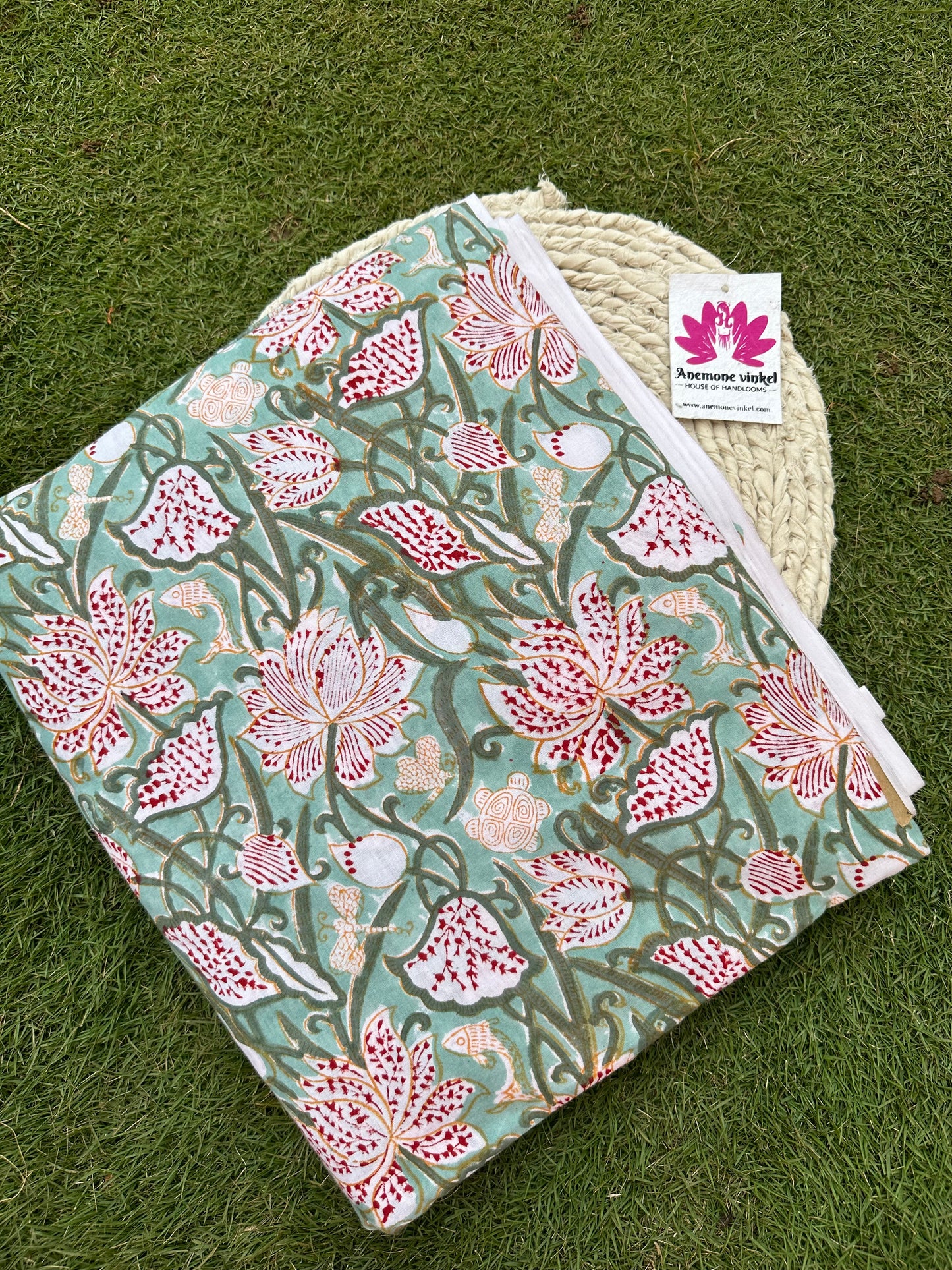 Lotus in Bloom - Sanganeri Fabric