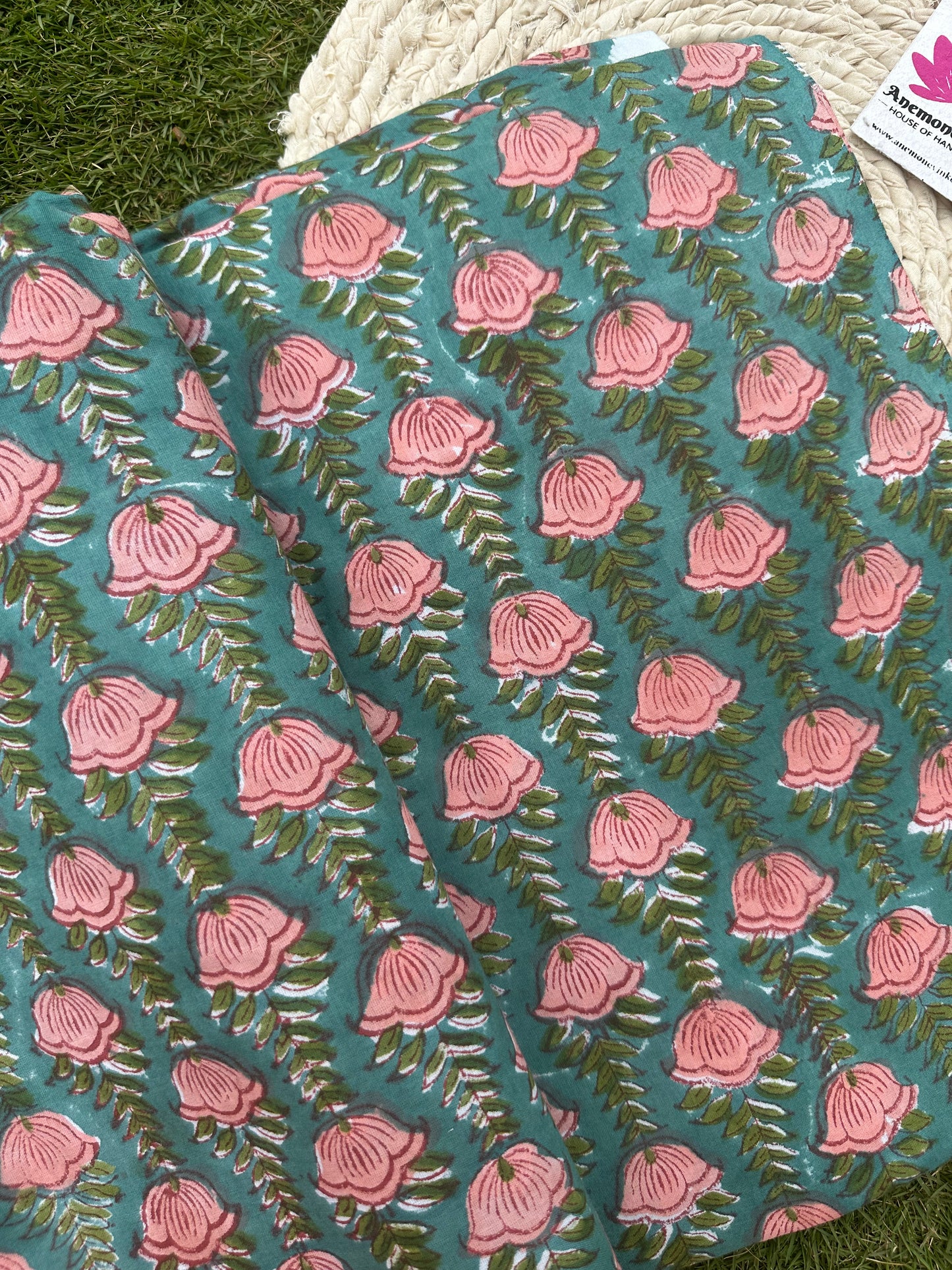 Pink Lotus - Sanganeri Fabric