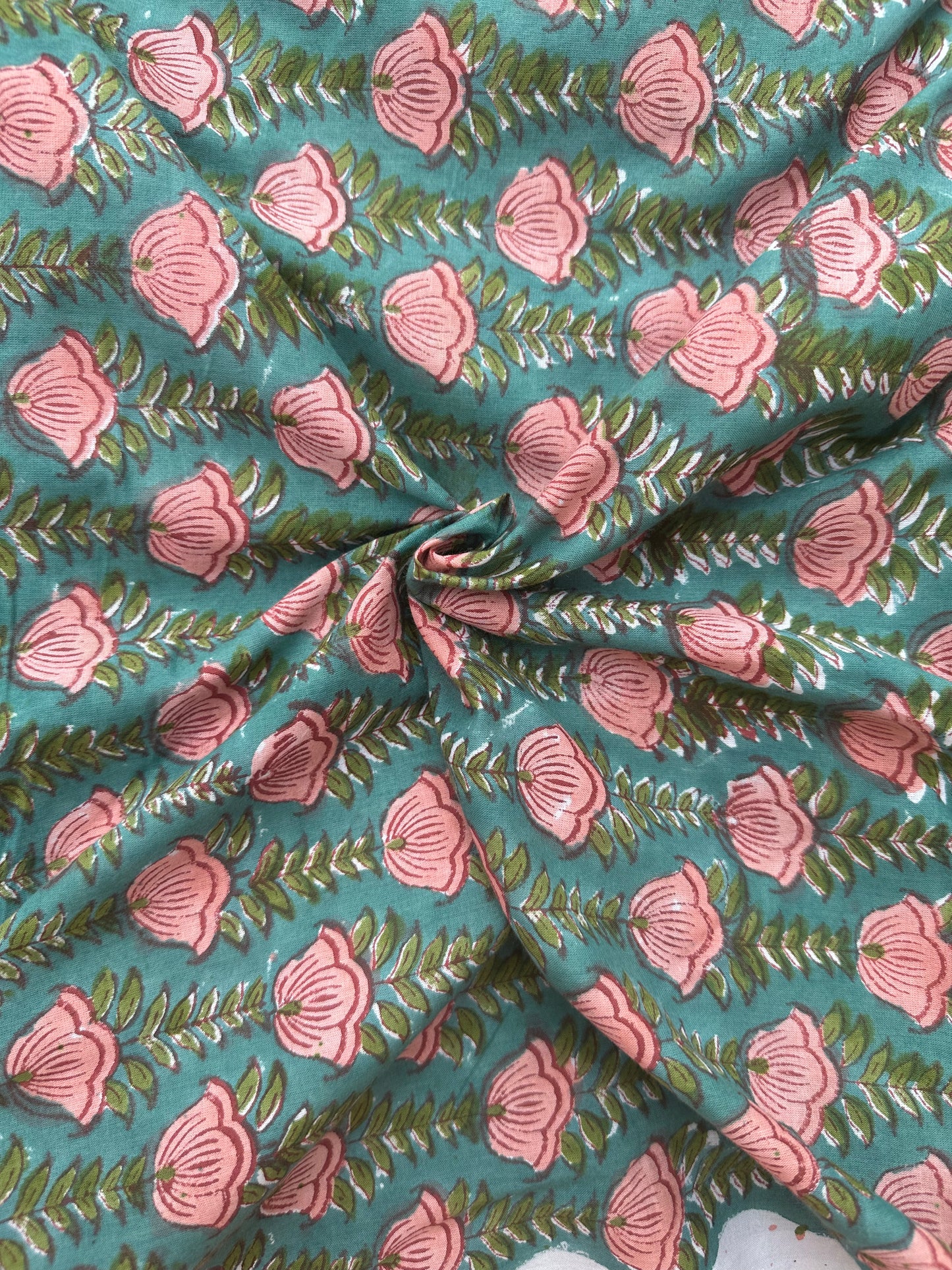 Pink Lotus - Sanganeri Fabric