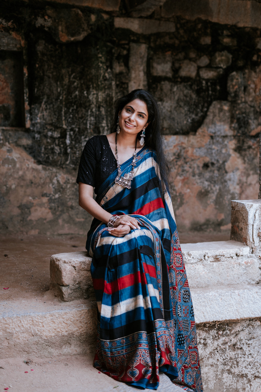 Muskurahat - Ajrakh Sarees