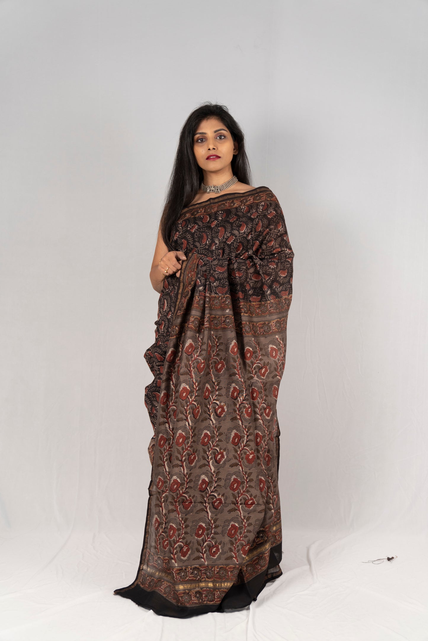Chanderi Silk Hand Block Printed Saree - Anemone Vinkel