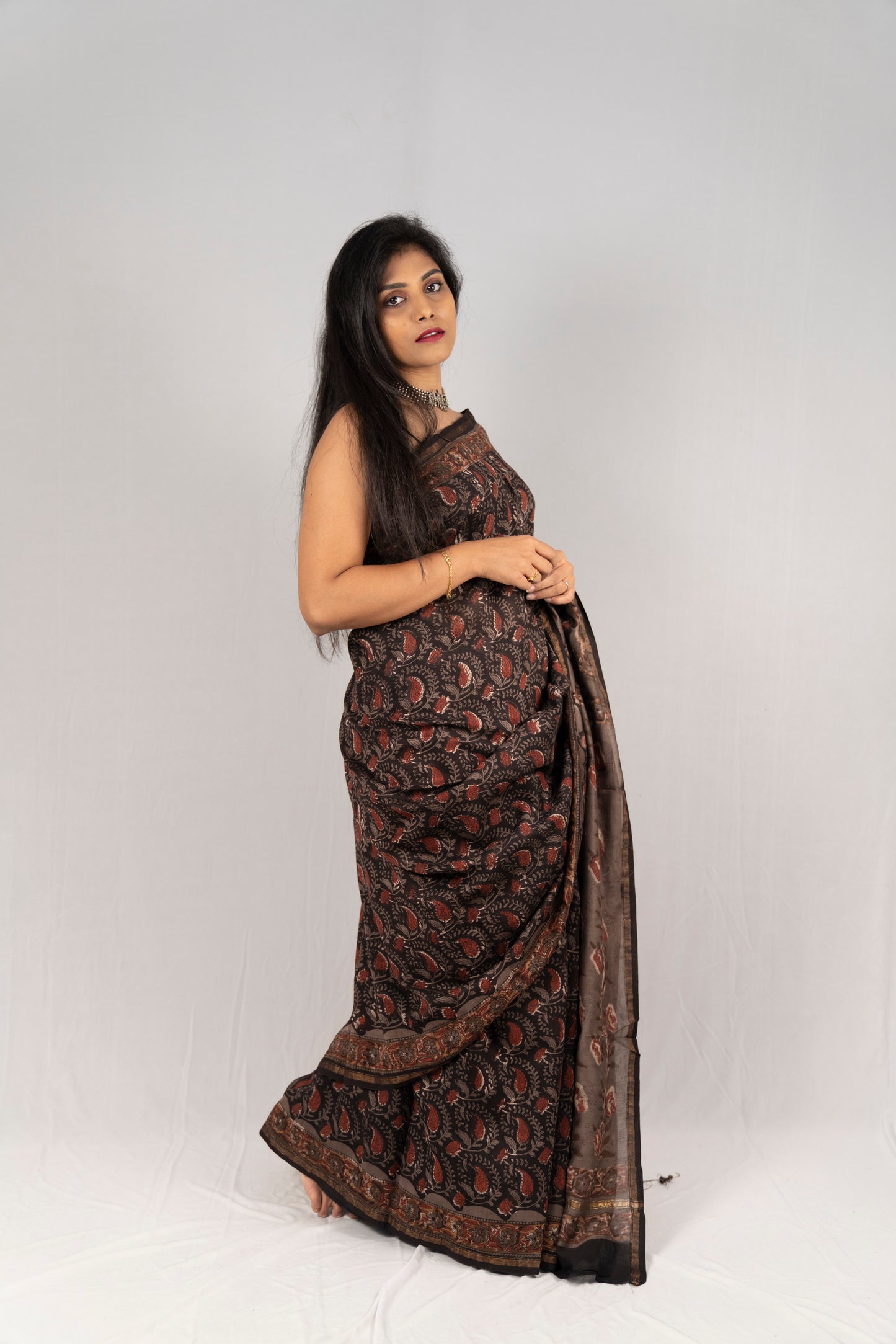 Chanderi Silk Hand Block Printed Saree - Anemone Vinkel