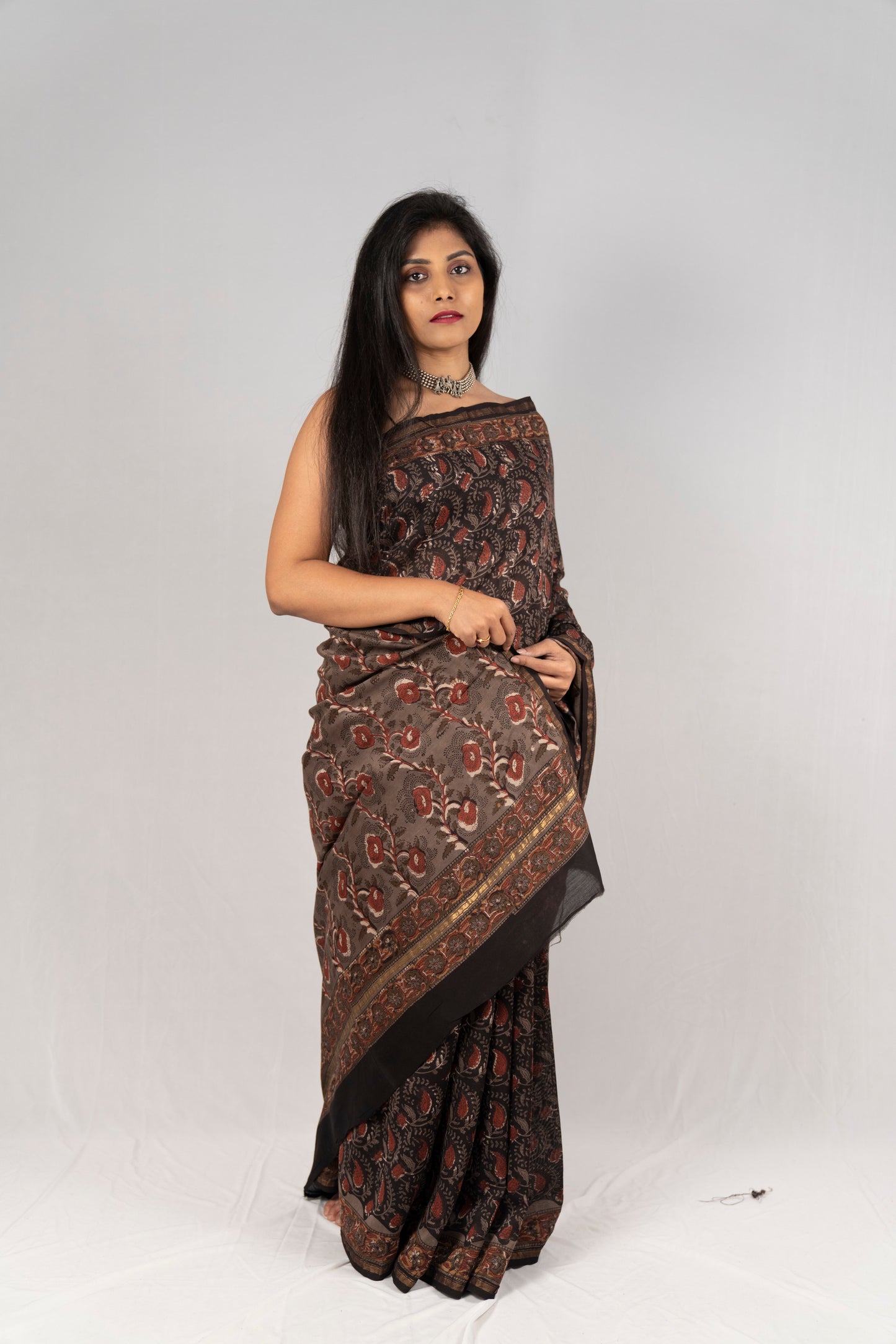 Chanderi Silk Hand Block Printed Saree - Anemone Vinkel