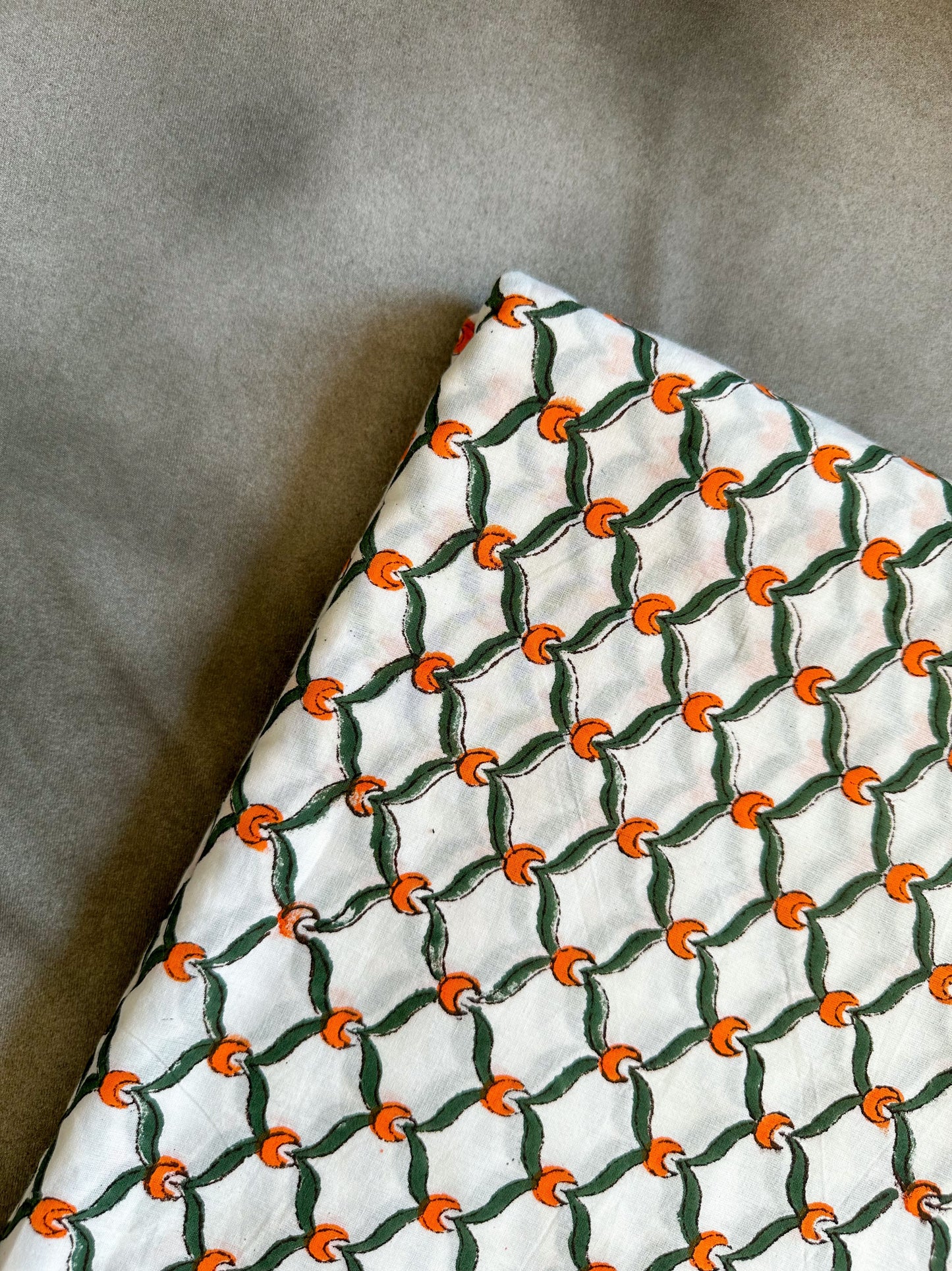 Crimson Moon White Fabric
