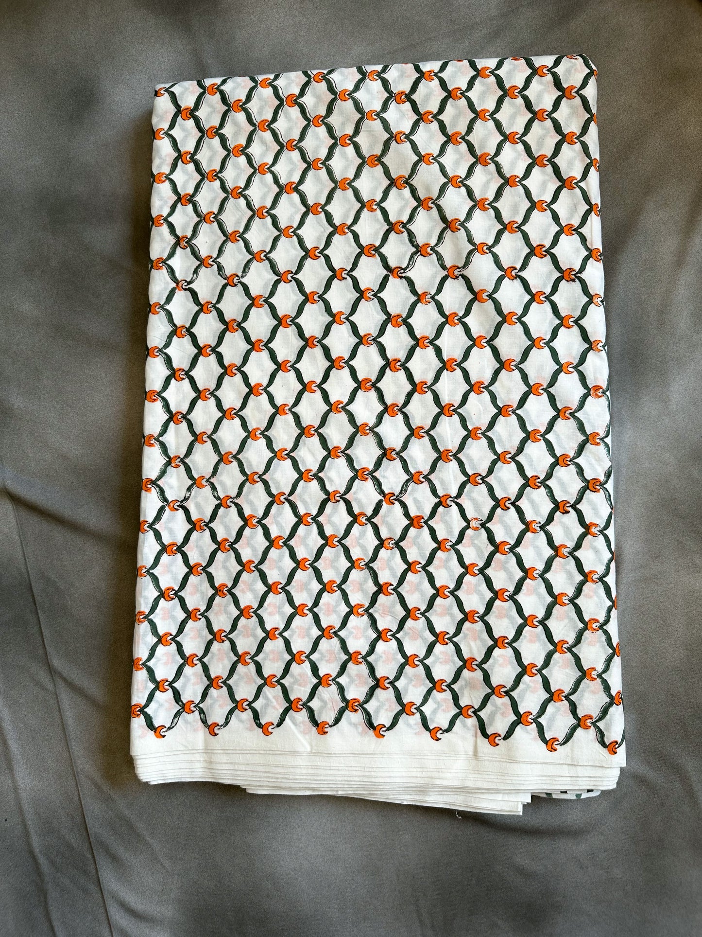 Crimson Moon White Fabric
