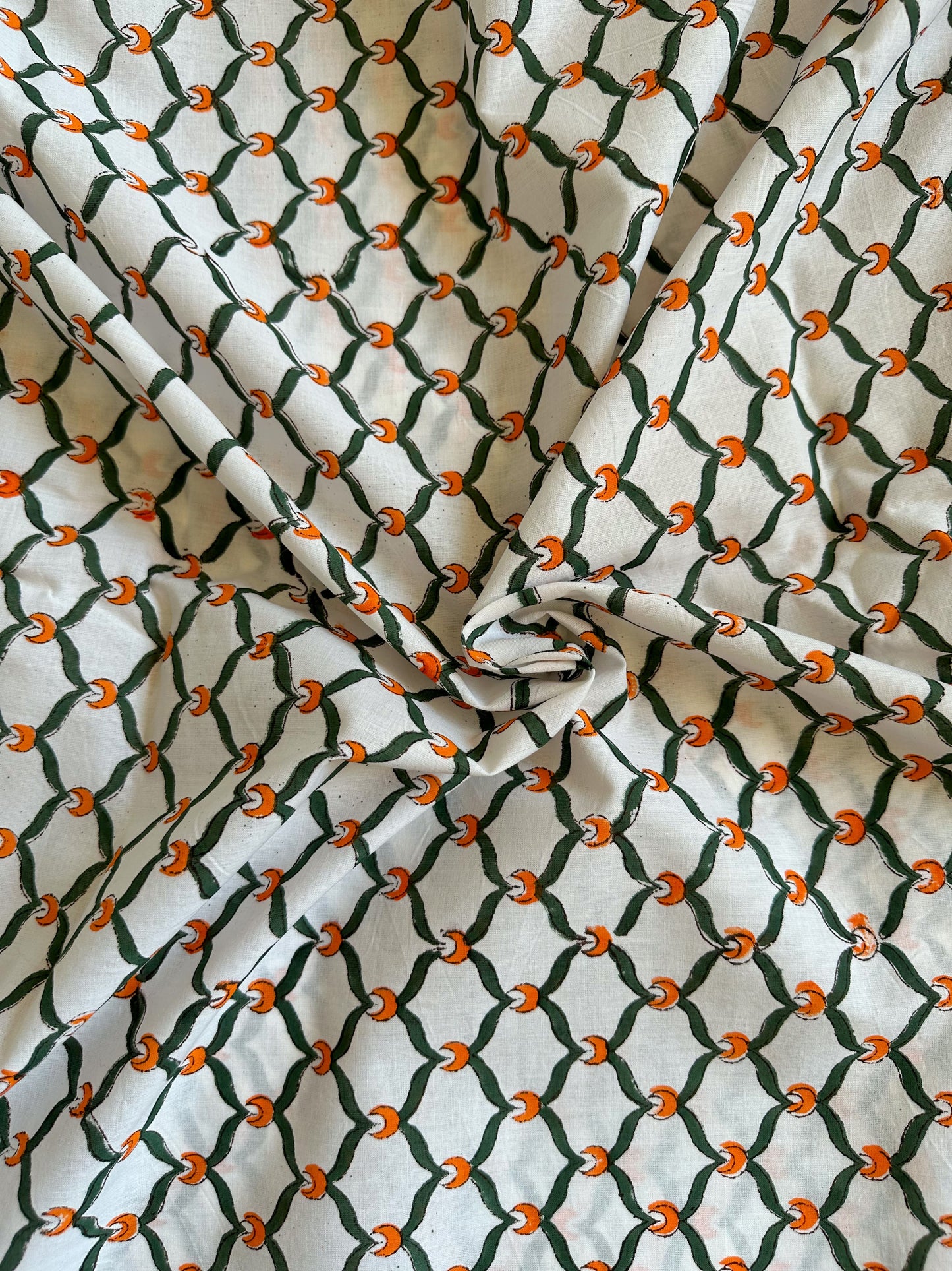 Crimson Moon White Fabric