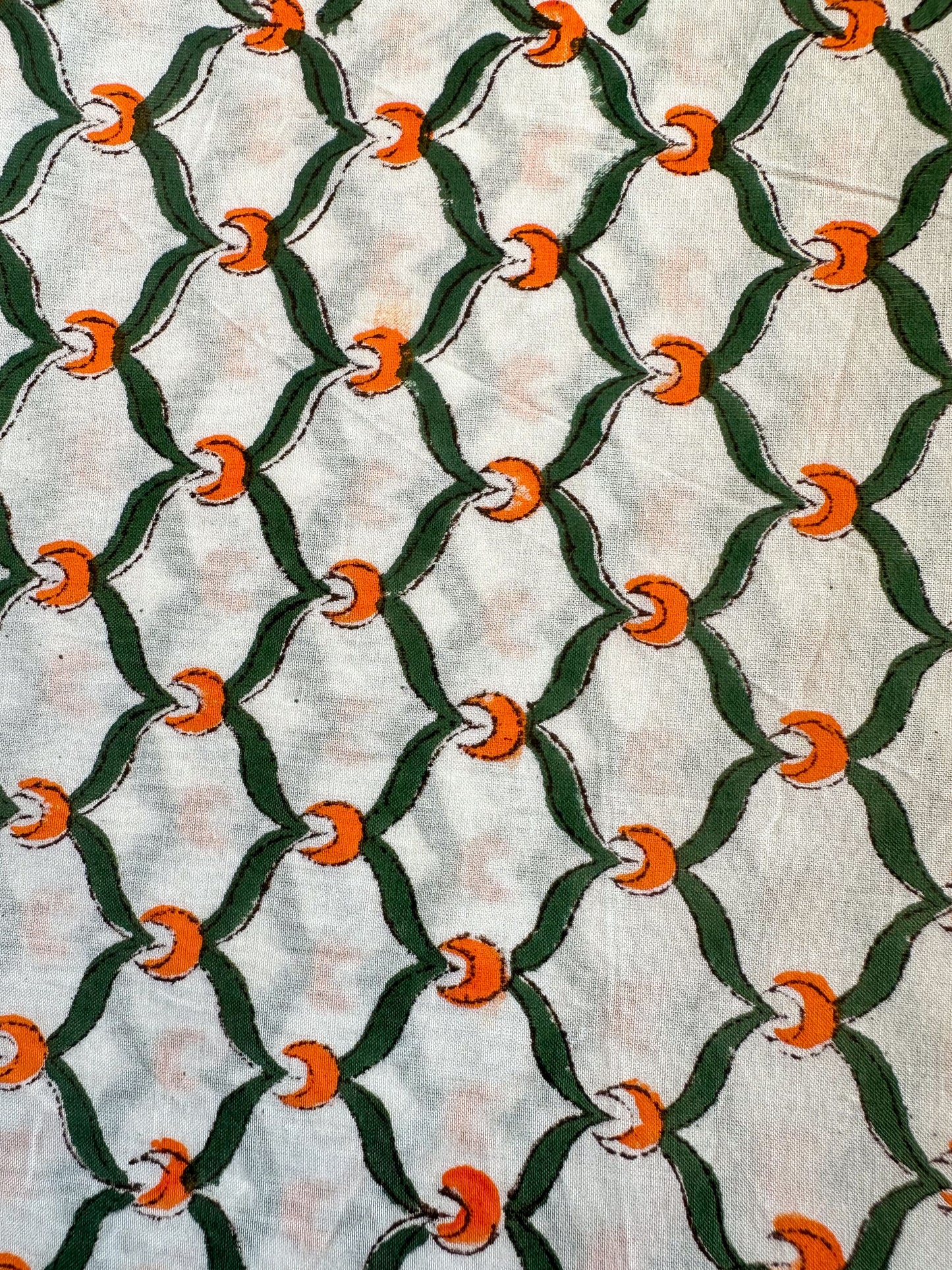 Crimson Moon White Fabric