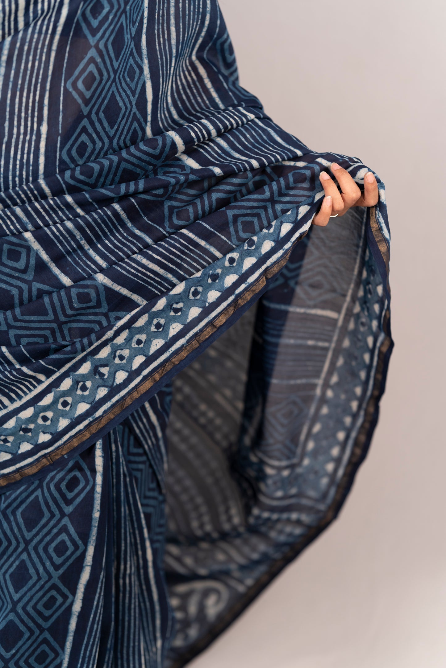 Chanderi Silk Hand Block Printed Saree - Anemone Vinkel
