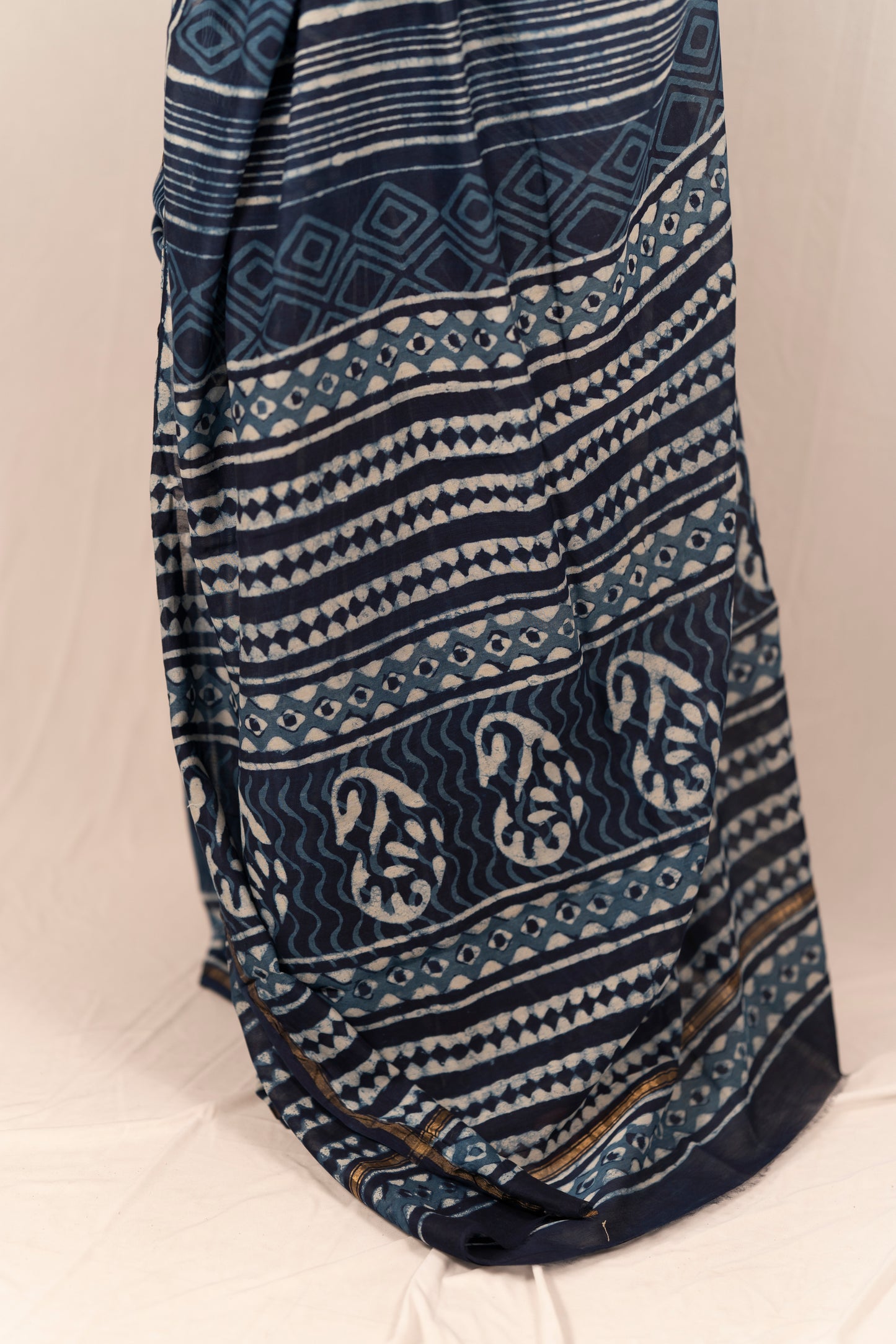 Chanderi Silk Hand Block Printed Saree - Anemone Vinkel