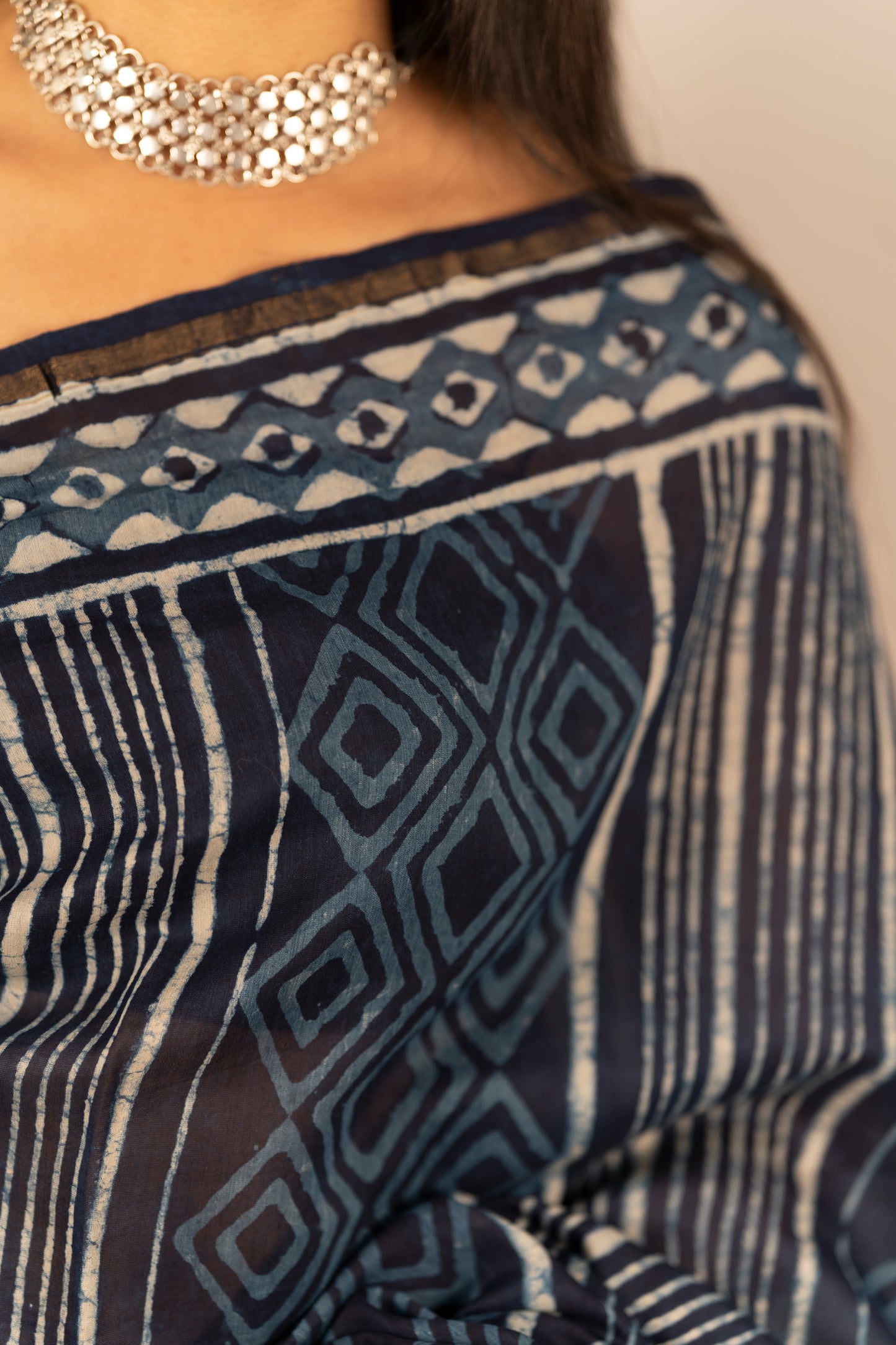 Chanderi Silk Hand Block Printed Saree - Anemone Vinkel