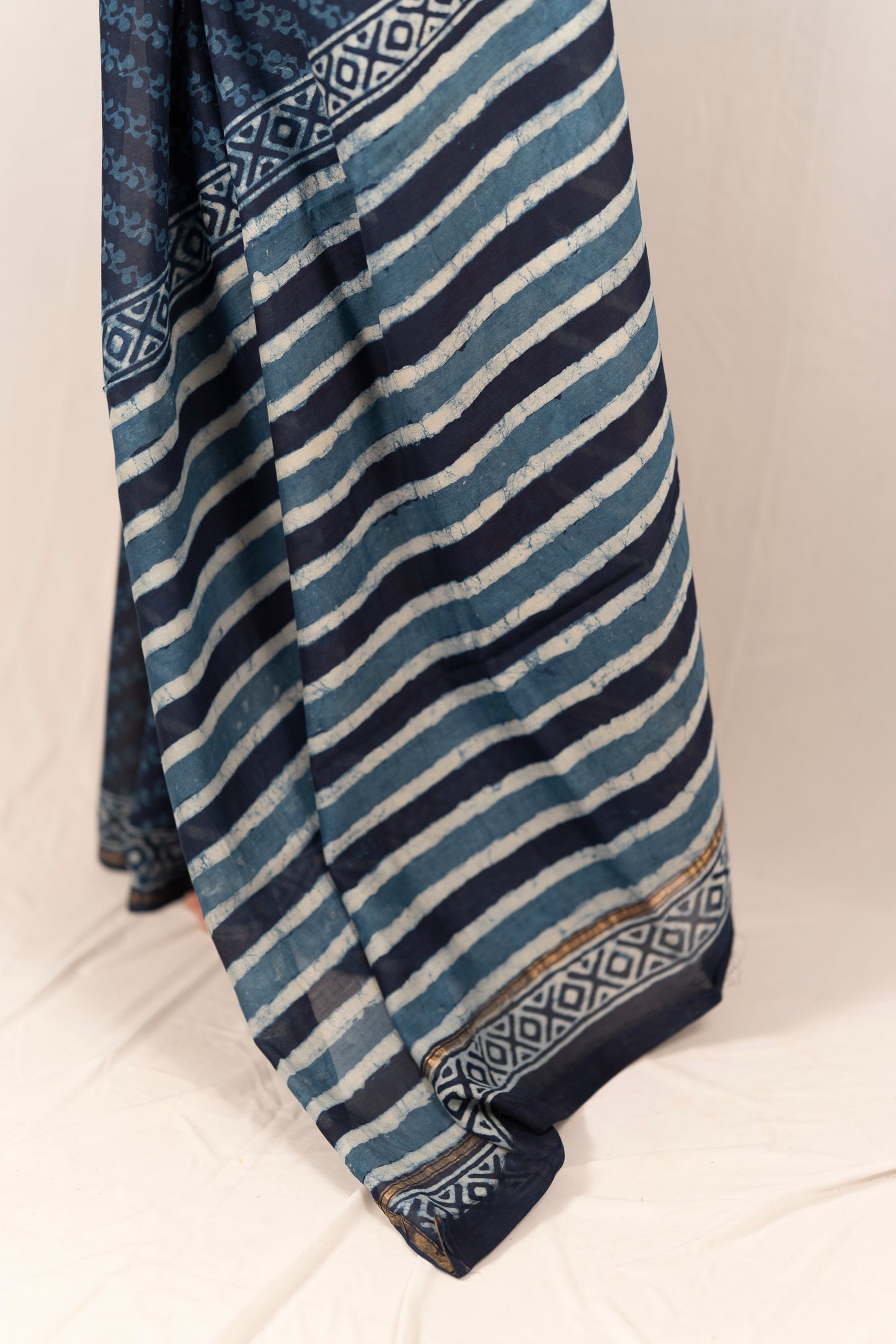 Chanderi Silk Hand Block Printed Saree - Anemone Vinkel