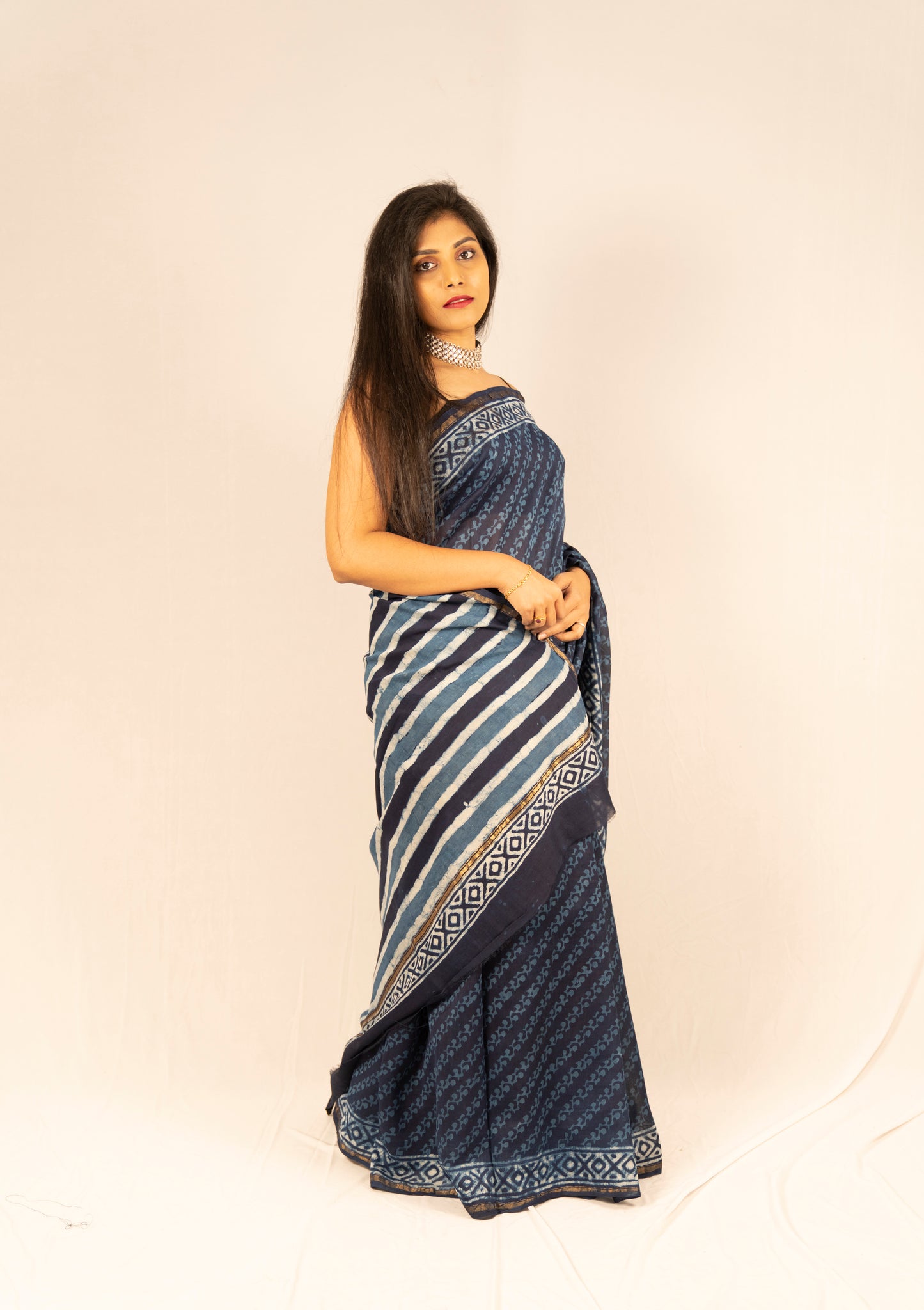 Chanderi Silk Hand Block Printed Saree - Anemone Vinkel