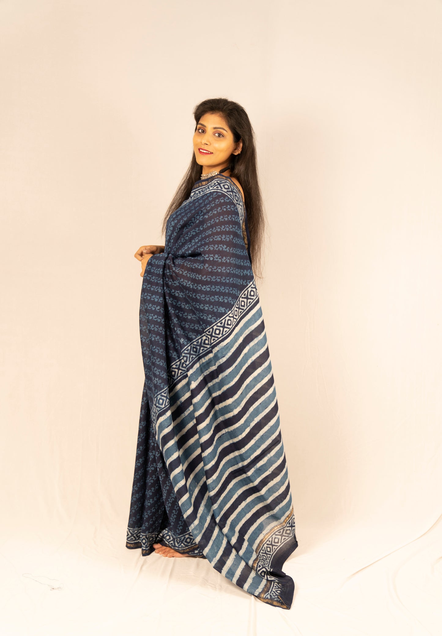 Chanderi Silk Hand Block Printed Saree - Anemone Vinkel