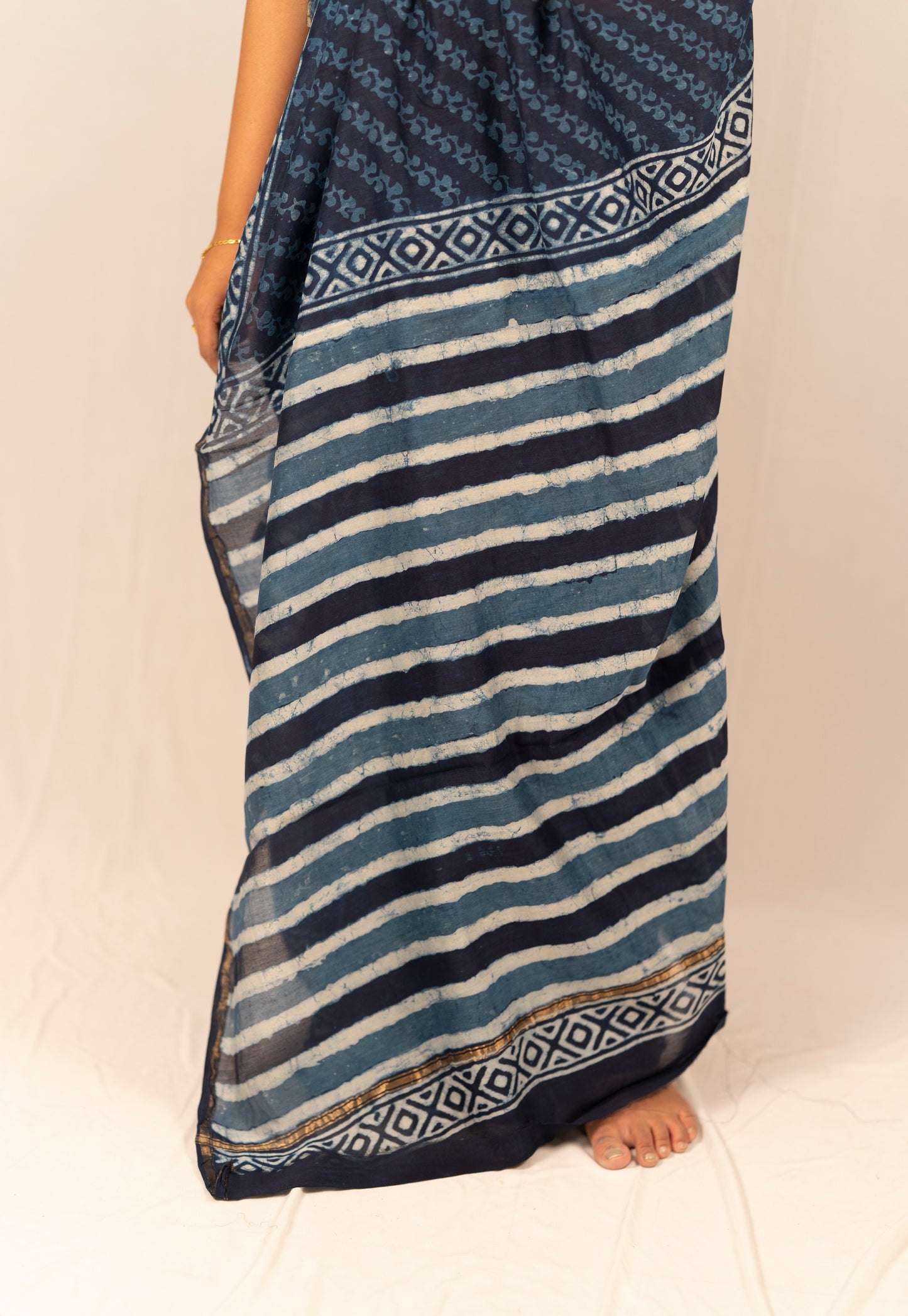 Chanderi Silk Hand Block Printed Saree - Anemone Vinkel