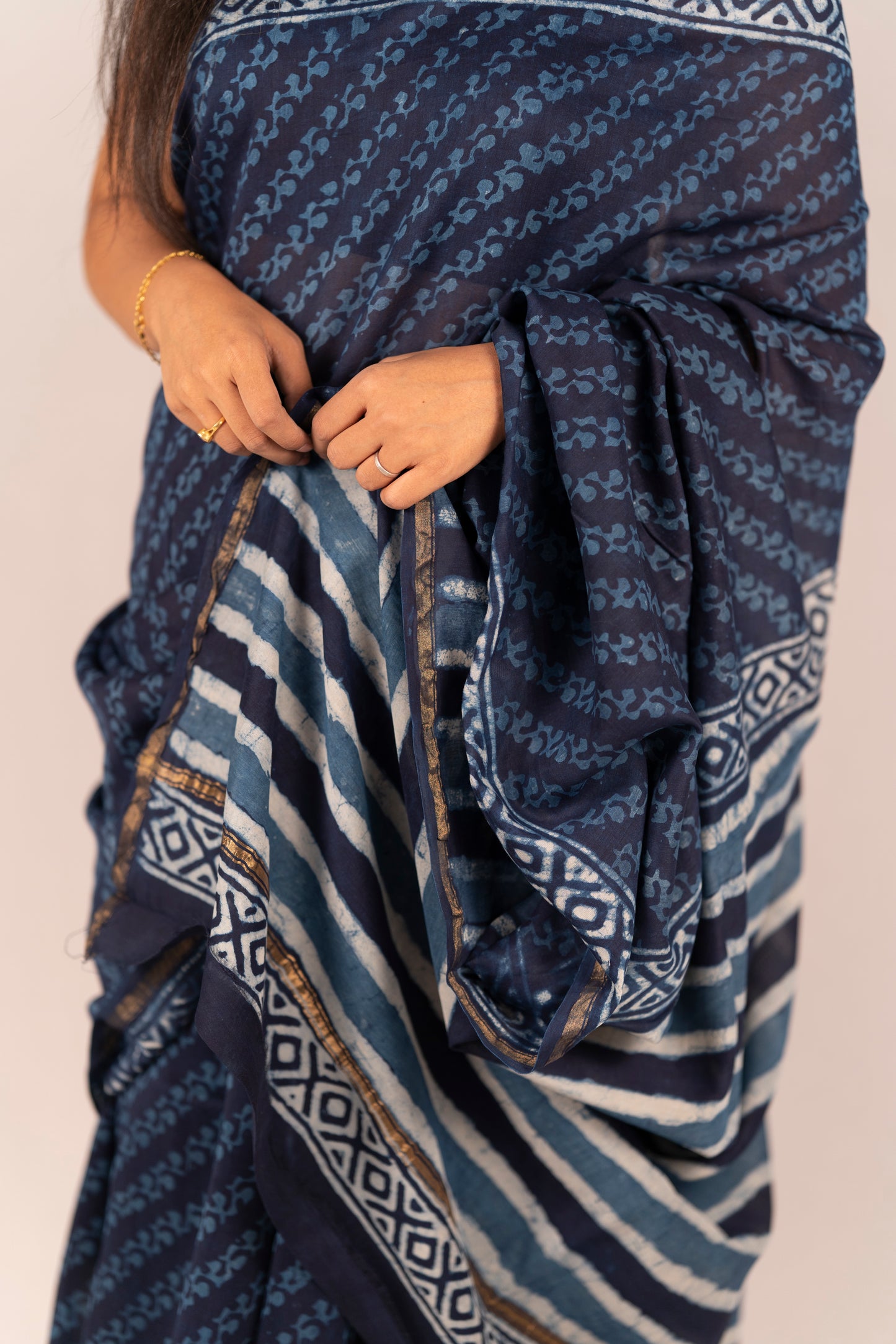 Chanderi Silk Hand Block Printed Saree - Anemone Vinkel