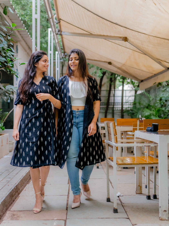 Black and White - Ikkat Wrap Dress