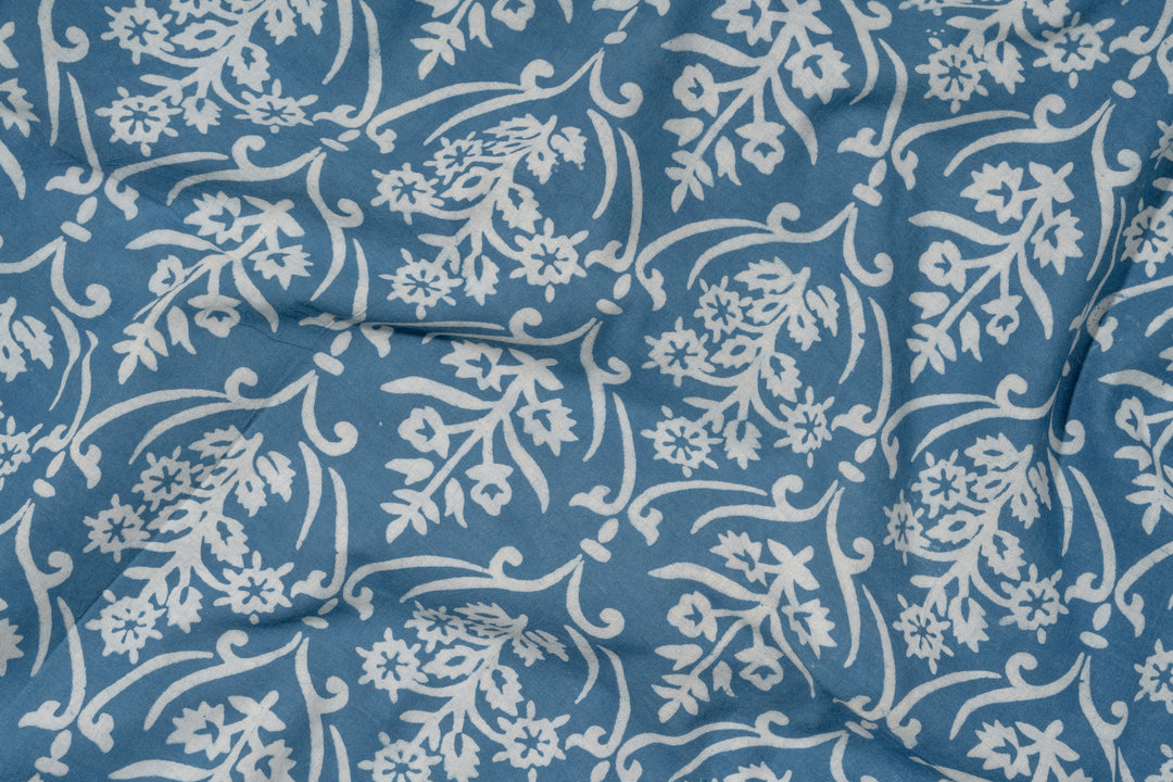 Fields of blue bliss | Indigo Dabu Hand Block Printed Cotton Fabric