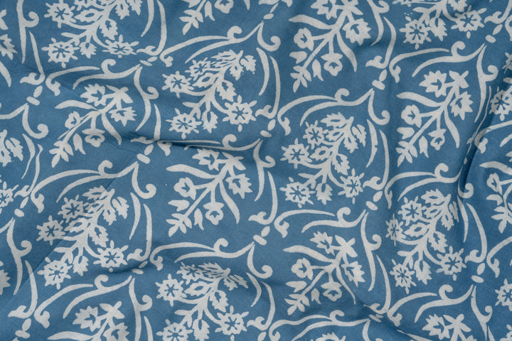 Fields of blue bliss | Indigo Dabu Hand Block Printed Cotton Fabric