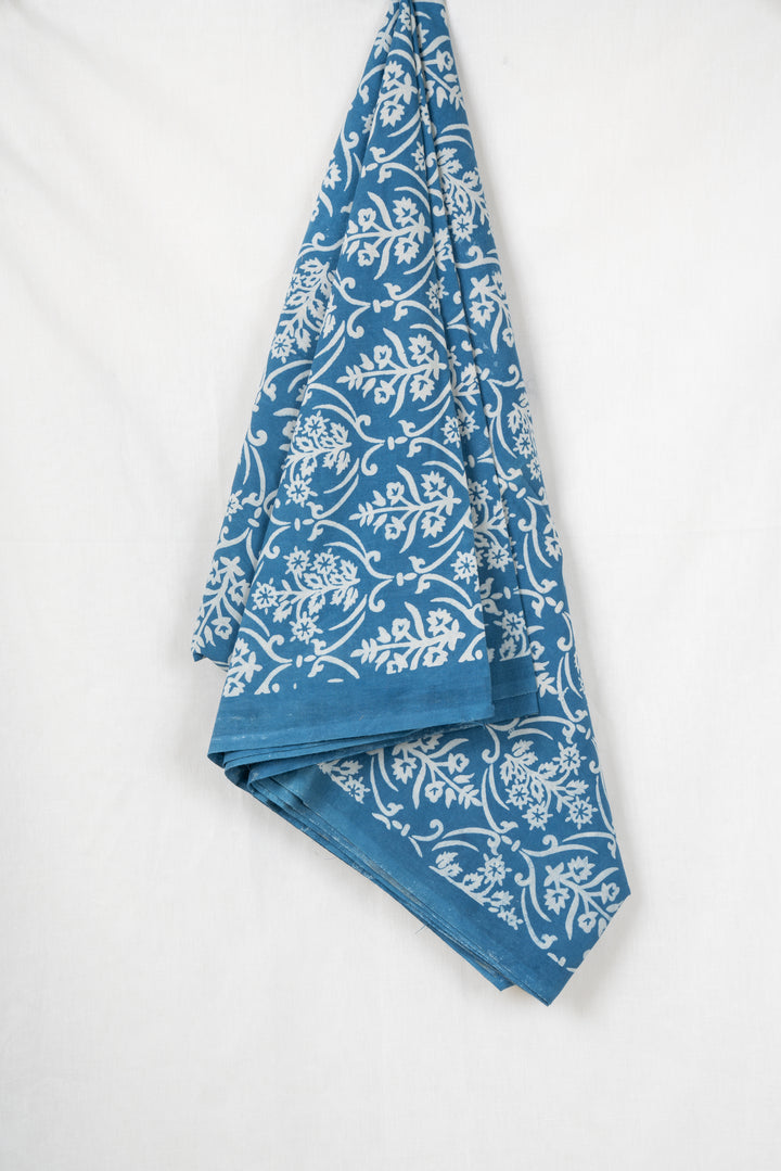Fields of blue bliss | Indigo Dabu Hand Block Printed Cotton Fabric