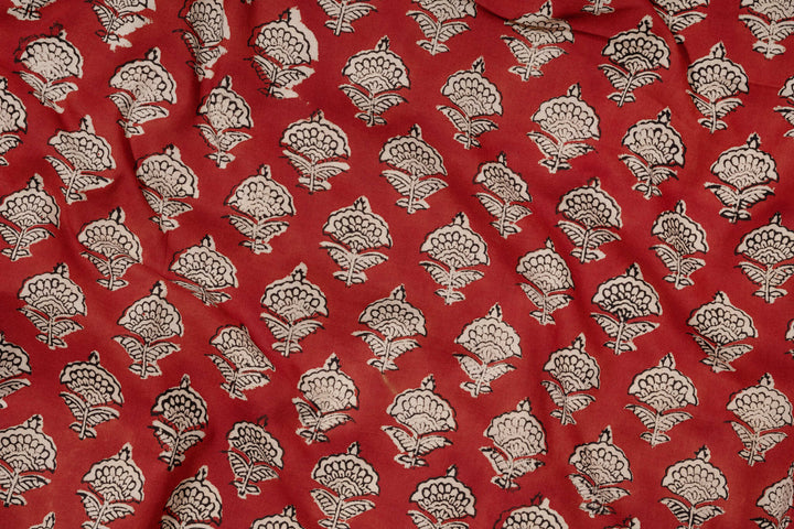 Carmine | Handblock Printed cotton Fabric