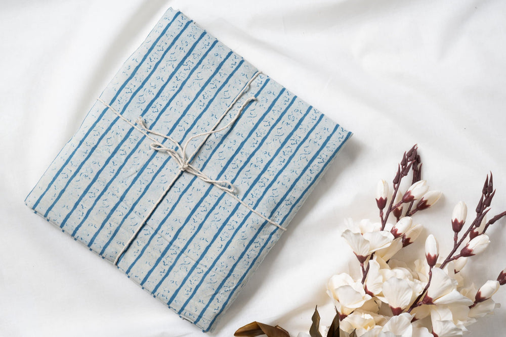 Blue sage - Dabu Hand Block Printed Cotton Fabric