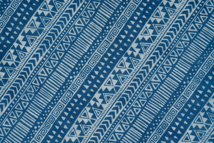 Rainbow in blue sage | Dabu Hand Block Printed Cotton Fabric