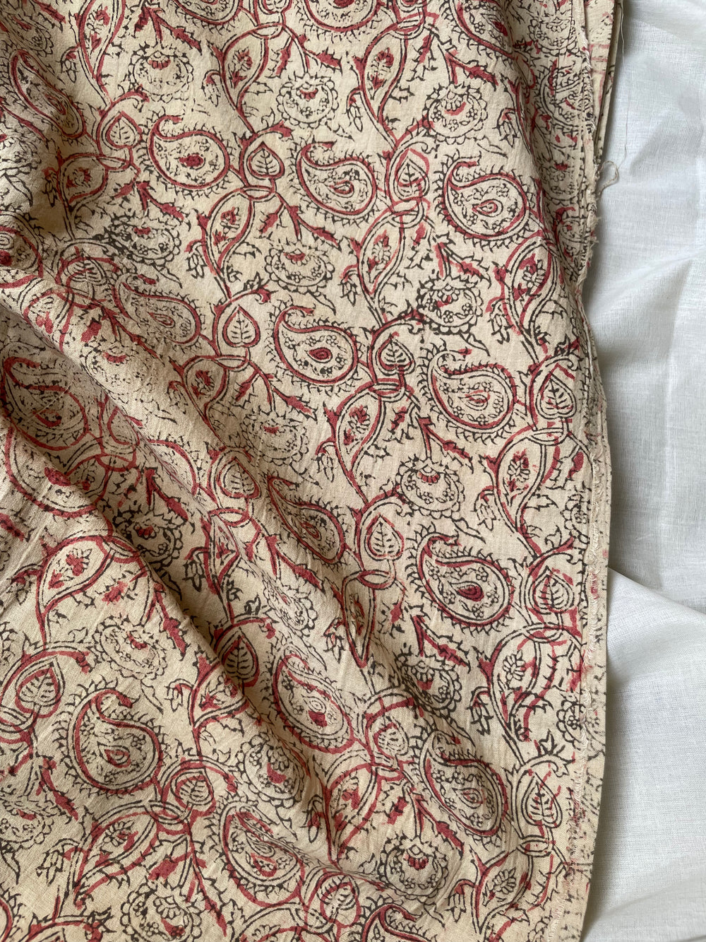 Citrine-Kalamkari Handblock Printed cotton Fabric