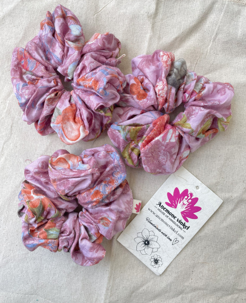 Coral Scrunchie-Pack Of 3