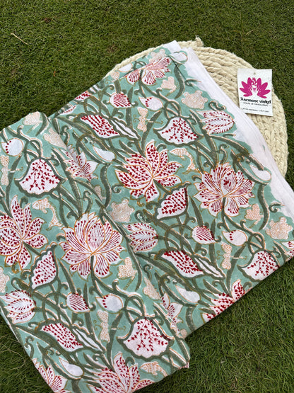 Lotus in Bloom - Sanganeri Fabric