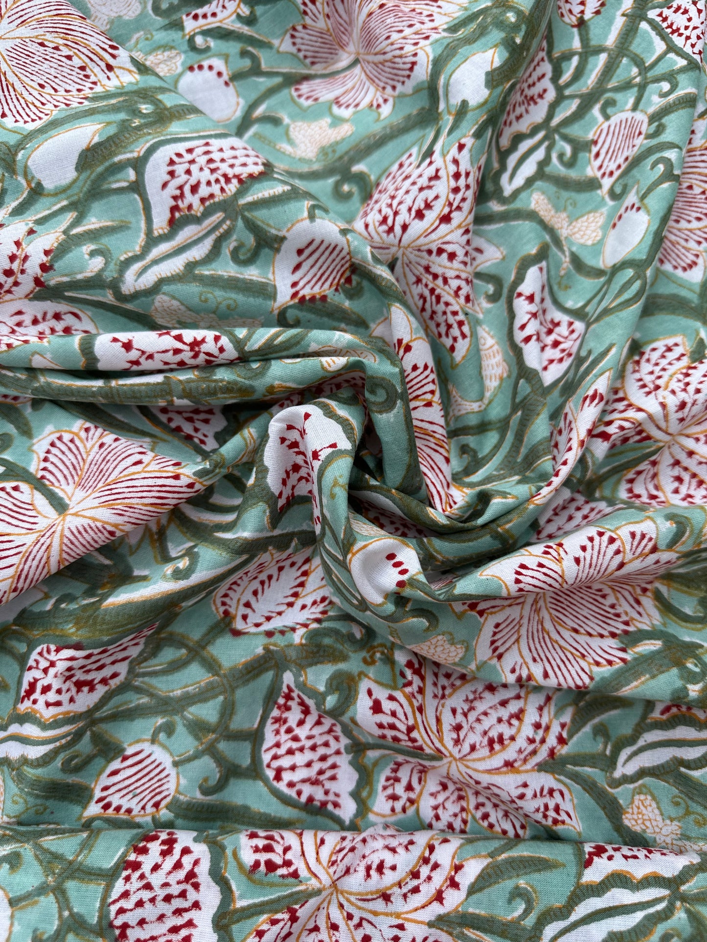 Lotus in Bloom - Sanganeri Fabric
