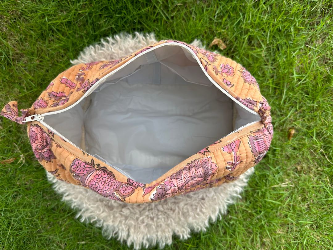 Peach Paradise - Sanganeri Print Pouch