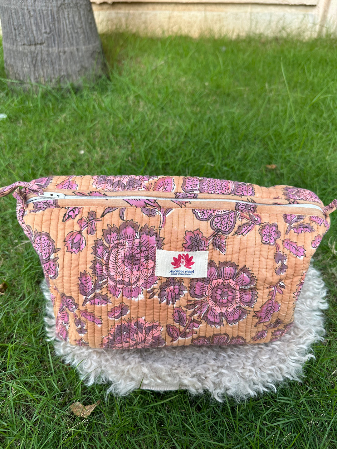 Peach Paradise - Sanganeri Print Pouch