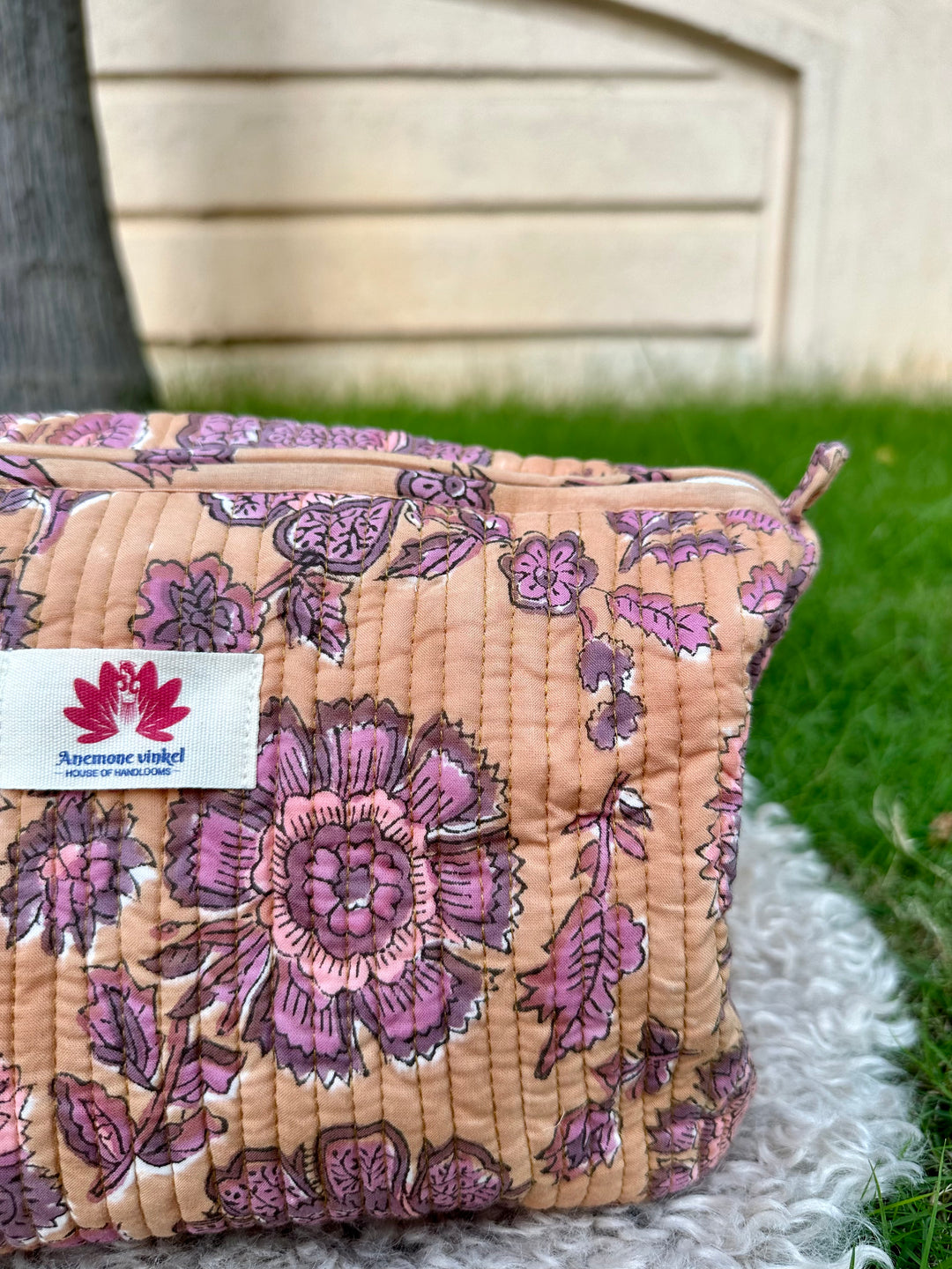 Peach Paradise - Sanganeri Print Pouch