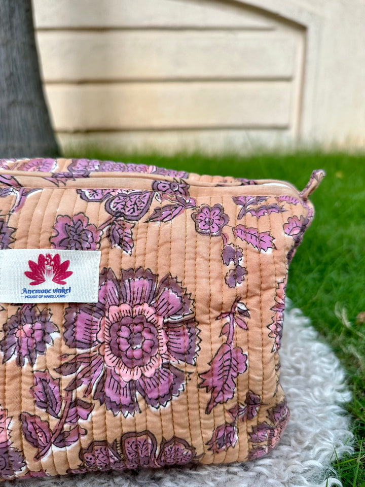 Peach Paradise - Sanganeri Print Pouch