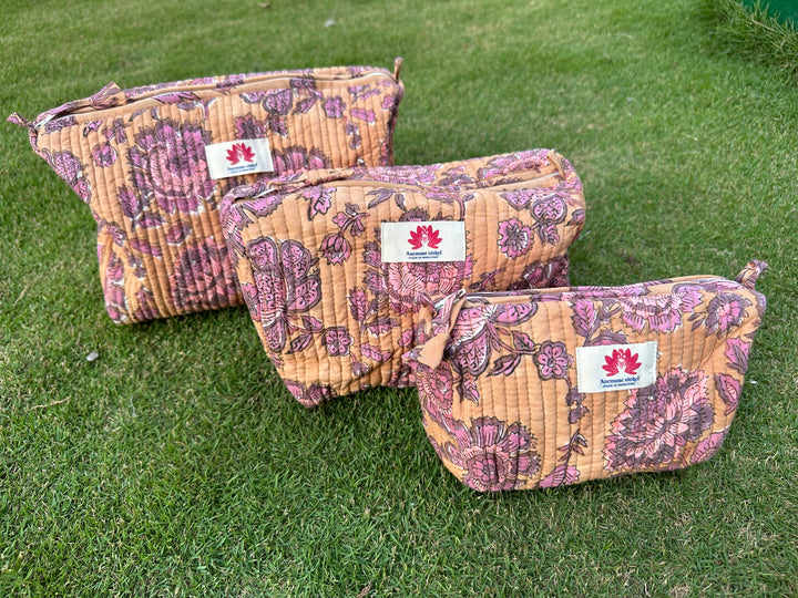 Peach Paradise - Sanganeri Print Pouch