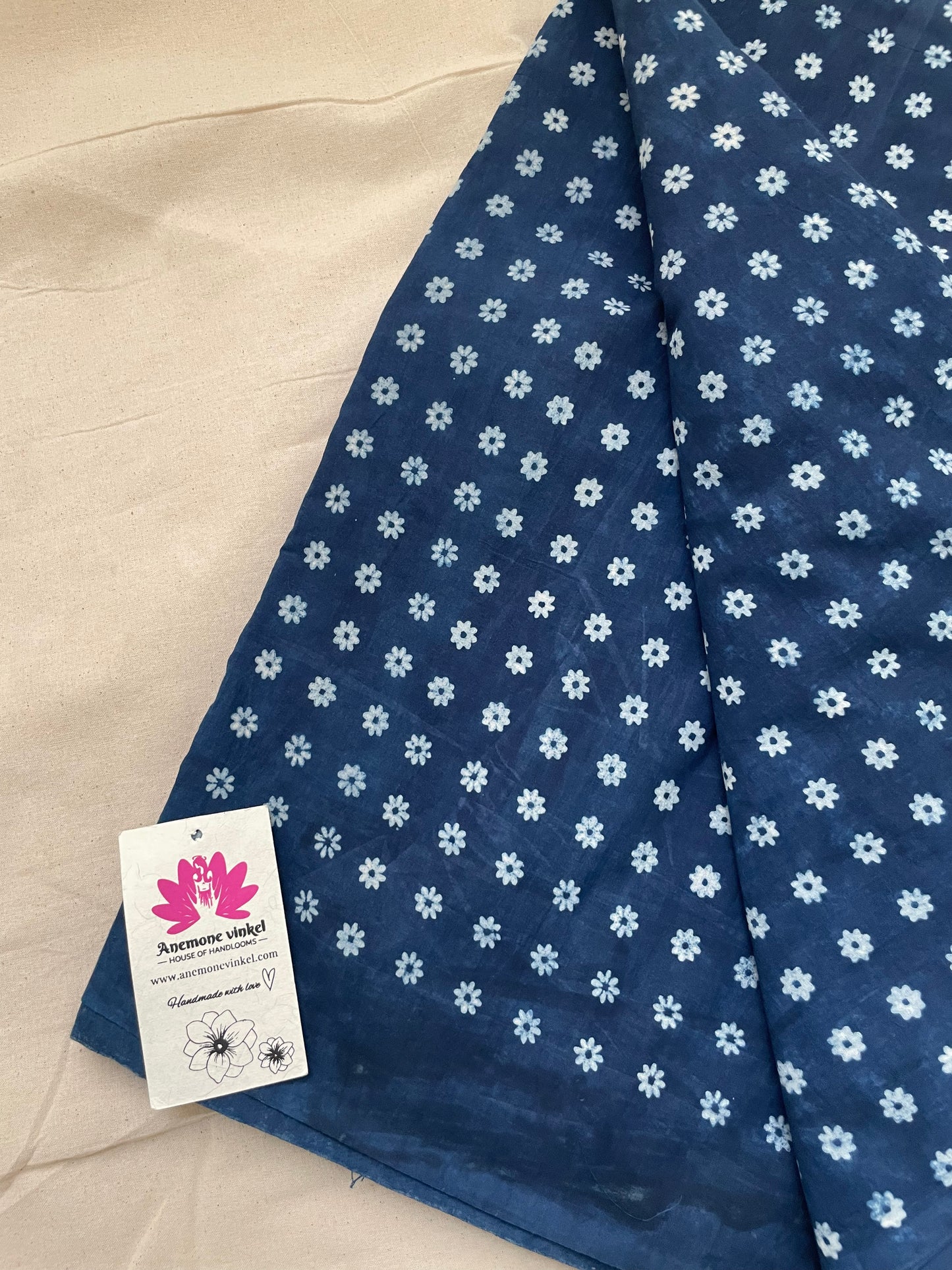 
                  
                    Plumbago - Indigo Dabu Hand Block Printed Cotton Fabric
                  
                