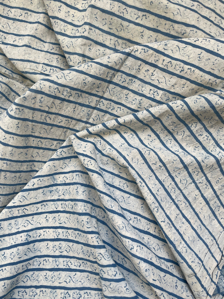 Blue sage | Dabu Hand Block Printed Cotton Fabric