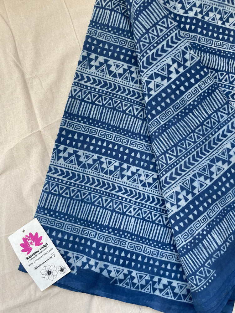 
                  
                    Rainbow in blue shades - Indigo Dabu Hand Block Printed Cotton Fabric
                  
                