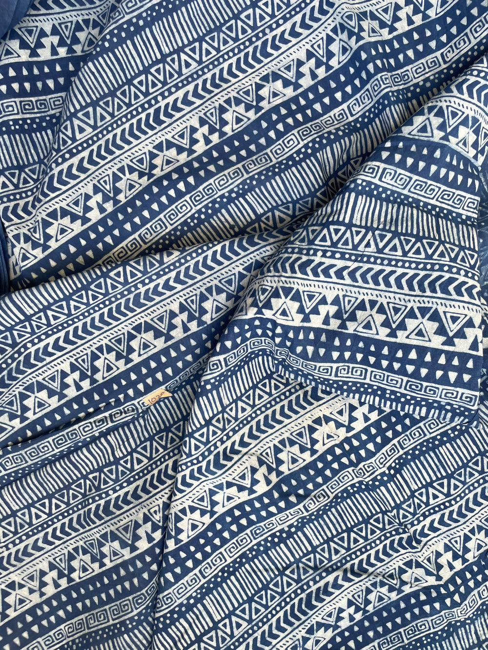 Rainbow in blue shades - Indigo Dabu Hand Block Printed Cotton Fabric