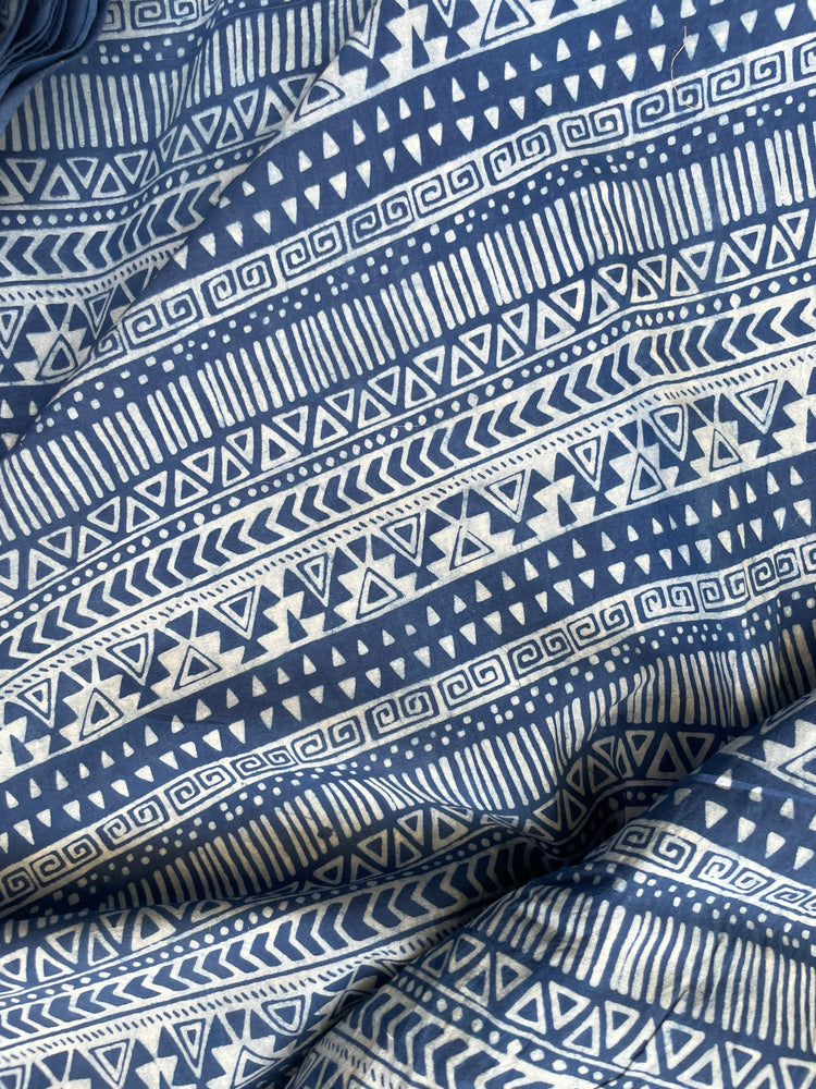 
                  
                    Rainbow in blue shades - Indigo Dabu Hand Block Printed Cotton Fabric
                  
                