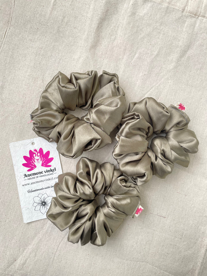 Olive Green Scrunchie-Pack Of 3