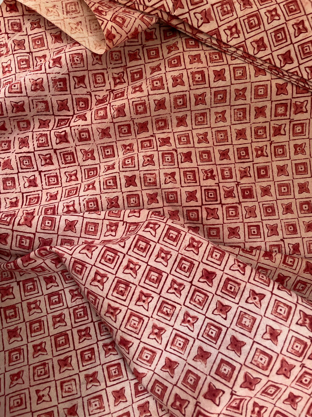 Ruby-Kalamkari Handblock Printed cotton Fabric