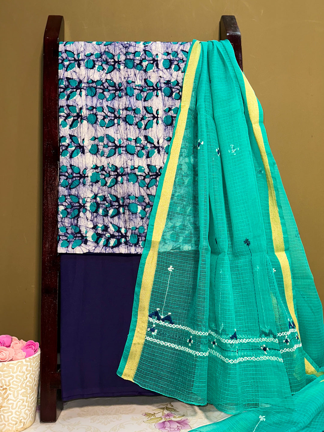 blue suit sets, batik suit sets for women