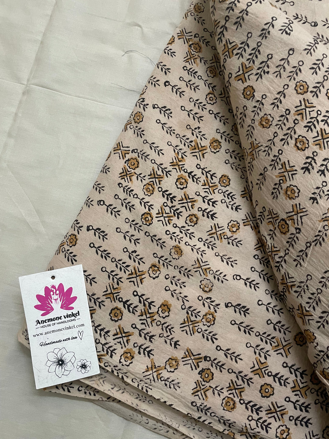 Himawari | Kalamkari Handblock Printed cotton Fabric