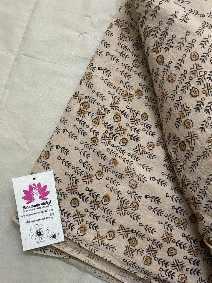 Himawari | Kalamkari Handblock Printed cotton Fabric