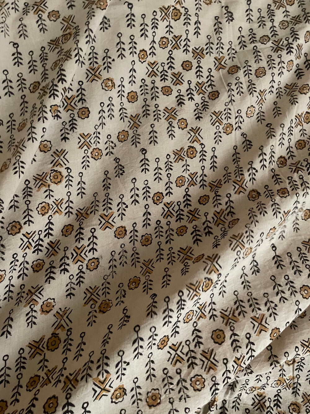 Himawari-Kalamkari Handblock Printed cotton Fabric