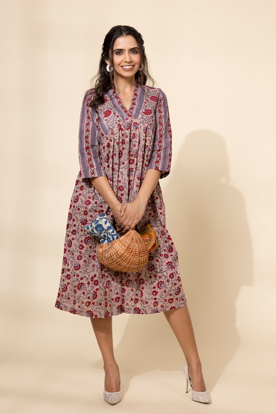handloom cotton dresses Monsoon Handloom Cotton Ikkat Wrap Dress For Women Online Okhaistore