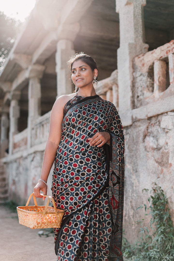 Earthy Hues - Ajrakh Saree
