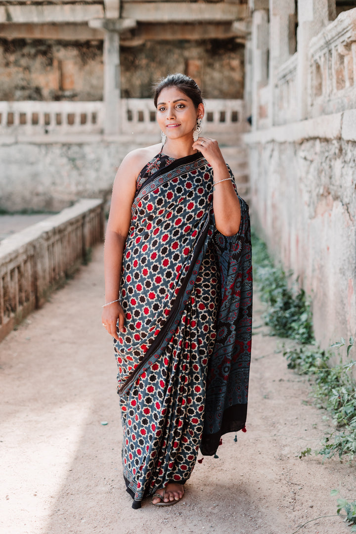 Earthy Hues - Ajrakh Saree