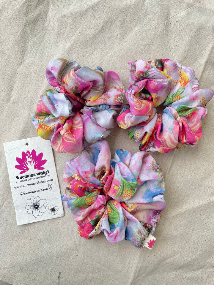 Pinkish Azure Scrunchie- Pack Of 3